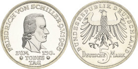 Gedenkmünzen
 5 DM 1955 F Schiller Jaeger 389 Prachtexemplar. Polierte Platte
