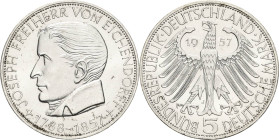 Gedenkmünzen
 5 DM 1957 J Josef Freiherr von Eichendorff Jaeger 391 Fast Stempelglanz