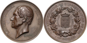 Belgien-Königreich
Leopold I. 1830-1865 Große Bronzemedaille 1856 (J. Wiener) Zum 25. Krönungsjubiläum gewidmet von der Stadt Hainaut. Kopf nach link...
