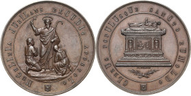 Belgien-Königreich
Leopold II. 1865-1909 Bronzemedaille 1875 (Chronogramm) (Wurden) Kathedrale von Mecheln. Hl. Romulualdo vor zwei Knieenden / Altar...