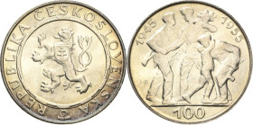 CSR/CSSR
Zweite Republik 1945-1960 100 Kronen 1955, Kremnitz 10 Jahre Befreiung nach dem 2. Weltkrieg KM 45 Kl. Kratzer, vorzüglich-Stempelglanz