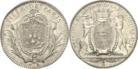 Frankreich
Ludwig XV. 1715-1774 Silberjeton 1773. Kaufmannschaft von Paris. Wappen / Wappen von Jean-Baptiste de la Michodière. 30,5 mm, 10,23 g Feua...