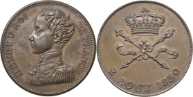 Frankreich
Louis Philippe 1830-1848 Probe zu 5 Francs 1830. Bronze. Rand glatt Gadoury 649 KM PT 32 a Sehr selten. Vorzüglich