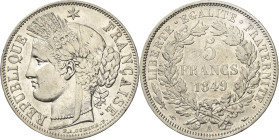 Frankreich
Zweite Republik 1848-1852 5 Francs 1849, A-Paris Gadoury 719 Davenport 93 Sehr schön-vorzüglich