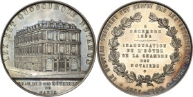 Frankreich
Napoleon III. 1852-1870 Silbermedaille 1856 (Desaide-Roquelay) Einweihung des Gebäudes der Notariatskammer von Paris. Ansicht / 8 Zeilen S...