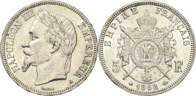 Frankreich
Napoleon III. 1852-1870 5 Francs 1868, A-Paris Gadoury 739 Davenport 96 Kl. Kratzer, vorzüglich/vorzüglich-Stempelglanz