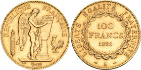 Frankreich
Dritte Republik 1870-1940 100 Francs 1896, A-Paris Gadoury 1137 Friedberg 590 Schlumberger 409 GOLD. Nur 400 Exemplare geprägt. 32.24 g. Ä...