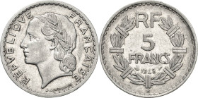 Frankreich
Vierte Republik 1946-1958 5 Francs 1948, B-Beaumont-le-Roger Gadoury 766 a Vorzüglich