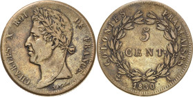 Frankreich-Französische Kolonien
Karl X. 1824-1830 5 Centimes 1830, A-Paris Lecompte 302 Sehr schön+