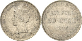 Frankreich-Réunion
 Probe zu 50 Centimes 1896. CuNi. Rand glatt Lecompte 41 Sehr schön