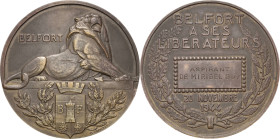 Frankreich-Medaillen und Marken
 Bronzemedaille 1944 (Crouzat) Auf den Widerstand und die Befreier von Belfort. Wahrzeichen / 5 Zeilen Schrift um Kar...