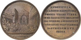 Italien-Kirchenstaat/Vatikanstadt
Leo XII. 1823-1829 Bronzemedaille 1825 (G. Girometti) Brand der Hl. Paulkirche. Zerstörte Ansicht / 8 Zeilen Schrif...