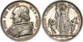 Italien-Kirchenstaat/Vatikanstadt
Pius VIII. 1829-1830 Silbermedaille 1829 (Girometti) Auf seine Wahl zum Papst. Brustbild nach links / Kirche zwisch...