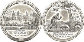 Medaillen
 Zinnmedaille 1862 (C. Höfer) Entdeckung der Heilquellen 762. Stadtansicht / Schweinehirt entdeckt die Quelle. Ohne Randschrift. 42,2 mm, 2...