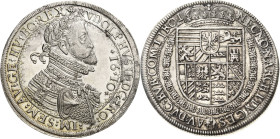 Habsburg
Rudolf II. 1576-1612 Taler 1610, Hall Voglhuber 96/13 Davenport 3007 M./T. 383 Min. Korrosionsstellen, vorzüglich-Stempelglanz
