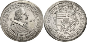 Habsburg
Erzherzog Leopold V. 1619-1632 Taler 1624, Hall Voglhuber 175/II Davenport 3330 M./T. 453 Prachtvolles Exemplar. Prägefrisch