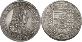 Habsburg
Erzherzog Ferdinand Carl 1632-1662 Taler 1654, Hall Voglhuber 185/II Davenport 3367 M./T. 513 Winz. Randfehler, vorzüglich-prägefrisch/vorzü...