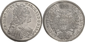 Habsburg
Karl VI. 1711-1740 1/2 Taler 1733, Hall Herinek 487 M./T. 837 Sehr seltenes und prachtvolles Exemplar. Prägefrisch