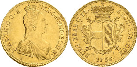 Habsburg
Maria Theresia 1740-1780 2 Souverains d'or 1756, WI-Wien Eypeltauer 410 Herinek 321 Friedberg 420 GOLD. 11.07 g. Fast vorzüglich/vorzüglich...