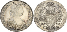 Habsburg
Maria Theresia 1740-1780 1/2 Taler 1759, Hall Eypeltauer 88 M.-T. 968 Av. Kl. Kratzer, vorzüglich-Stempelglanz/Stempelglanz