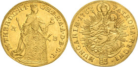 Habsburg
Maria Theresia 1740-1780 Dukat 1762, KB-Kremnitz Eypeltauer 251 Huszar 1652 Friedberg 180 GOLD. Sehr schön-vorzüglich