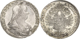 Habsburg
Maria Theresia 1740-1780 1/2 Taler 1772, AS-Hall Eypeltauer 203 M.-T. 1024 Prachtexemplar. Stempelglanz
