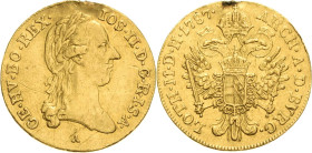 Habsburg
Josef II. 1764-1790 Dukat 1787, A-Wien Jaeger 21 Friedberg 439 GOLD. 3.46 g. Kl. Henkelspur, sehr schön