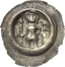 Brandenburg, Markgrafschaft
Johann I. und Otto III. 1220-1267 Brakteat Stehender Markgraf von vorn hält Fahne, rechts Adlerkopf über Türmchen Bahrfel...