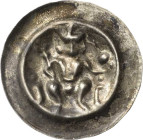 Frankfurt, Reichsmünzstätte
 Brakteat um 1260/1270. Thronender König hält Lilienzepter und Reichsapfel zwischen zwei Kuppeltürmchen. Auf dem Rand im ...