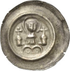 Halberstadt - Bischöfliche Prägungen
Ludolf I. 1236-1241, Meinhard und Ludolf II. 1241-1255 oder Volrat 1255-1296 Brakteat Hl. Stephan sitzt auf Dopp...