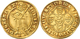 Mainz, Erzbistum
Johann II. von Nassau 1397-1419 Goldgulden o.J. Höchst Stehender Heiliger, zwischen seinen Füßen Kreuz, IohIS AREPVS MAGVT / Löwenwa...