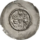 Mühlhausen, Reichsmünzstätte - unter Pfandbesitz der Landgrafen von Thüringen
Landgraf Albrecht 1262-1294 Brakteat Nach links reitender König mit Adl...