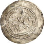 Mühlhausen, Reichsmünzstätte
Heinrich VI. 1190-1197 Brakteat. Nach rechts reitender Kaiser in dreipassförmiger Einfassung reitend, Reichsapfel mit Do...
