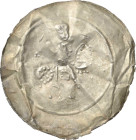 Orlamünde, Grafschaft
Siegfried III. 1176-1206 Brakteat, Weimar Nach rechts reitender Graf mit Sturmhaube hält in der Linken Banner und Schild, in de...
