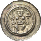 Saalfeld - Unter Pfandbesitz der Grafen von Schwarzburg
Friedrich II. von Hohenstaufen 1215-1250 Brakteat. Thronender König hält Lilienzepter und Kre...