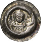 Sachsen, Haus Wettin, Brakteatenzeit
Otto der Reiche 1156-1190 Brakteat, Meißen Zwischen 2 Kuppeltürmen in 2 aufeinander gesetzten Dreiviertelbögen e...