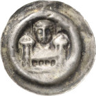 Sachsen, Haus Wettin, Brakteatenzeit
Meißnische Nebenlinien und Nachbarn um 1156-1221 Brakteat. Kopf zwischen Schwert ung Fahne über zweitürmigen Geb...