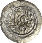 Sachsen, Haus Wettin, Brakteatenzeit
Meißnische Nebenlinien und Nachbarn um 1156-1221 Brakteat. Thronender Dynast mit Schwert und Stern-Lilienstab vo...