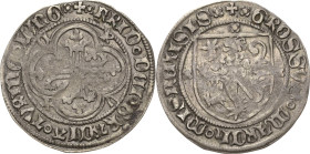 Sachsen, Haus Wettin, Groschenzeit
Markgraf Friedrich IV. der Streitbare 1381-1428 Schildgroschen o.J. (1405/1428), beiderseits 4-blättrige Rose-Goth...