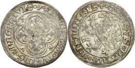 Sachsen, Haus Wettin, Groschenzeit
Markgraf Friedrich IV. der Streitbare 1381-1428 Fürstengroschen o.J. (1400/1404?), o.Mzz.-Freiberg Mit f vor Löwen...