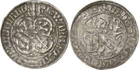 Sachsen, Haus Wettin, Groschenzeit
Kurfürst Friedrich II. mit Herzog Wilhelm (III.) 1440-1464 Pfahlschildgroschen o.J (1451/1456), Mohnkapsel-Freiber...