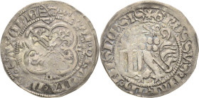 Sachsen, Haus Wettin, Groschenzeit
Herzog Wilhelm III. von Thüringen 1445-1465 (1482) Rautengroschen o.J. (1457/1464), Gotha Mit Ringel hinter dem Rü...