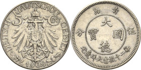 Kiautschou
 5 Cent 1909 (A) Jaeger 729 Min. Randfehler, vorzüglich