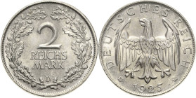 2 Reichsmark 1925 D Jaeger 320 Fast Stempelglanz