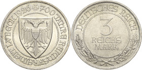 3 Reichsmark 1926 A Lübeck Jaeger 323 Fast Stempelglanz