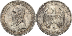 5 Reichsmark 1927 F Tübingen Jaeger 329 Kl. Kratzer, vorzüglich