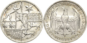 3 Reichsmark 1927 A Marburg Jaeger 330 Fast Stempelglanz