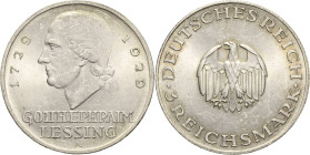 3 Reichsmark 1929 A Lessing Jaeger 335 Fast Stempelglanz