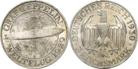 3 Reichsmark 1930 E Zeppelin Jaeger 342 Fast Stempelglanz