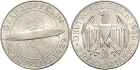 5 Reichsmark 1930 A Zeppelin Jaeger 343 Fast Stempelglanz